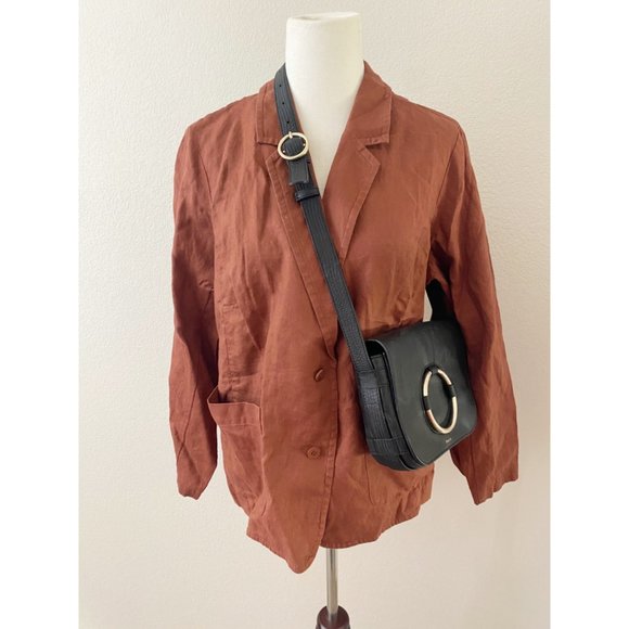 Frame Le Ring Saddle Bag Noir Lizard Purse - Picture 1 of 16